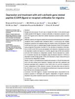 Depression and treatment with anti-calcitonin gene related peptide (CGRP) (ligand or receptor) antibodies for migraine