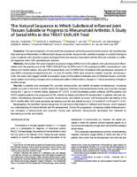 The natural sequence in which subclinical inflamed joint tissues subside or progress to rheumatoid arthritis