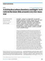 A rich hydrocarbon chemistry and high C to O ratio in the inner disk around a very low-mass star