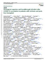 Serological response and breakthrough infection after COVID-19 vaccination in patients with cirrhosis and post-liver transplant