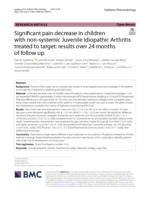 Significant pain decrease in children with non-systemic Juvenile Idiopathic Arthritis treated to target
