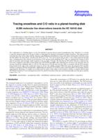 Tracing snowlines and C/O ratio in a planet-hosting disk