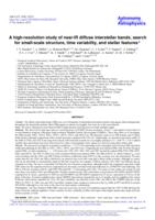 A high-resolution study of near-IR diffuse interstellar bands, search for small-scale structure, time variability, and stellar features