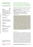 Conscious awareness is necessary to assess trust and mimic facial expressions, while pupils impact trust unconsciously