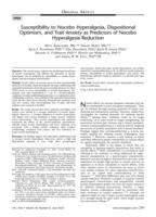 Susceptibility to nocebo hyperalgesia, dispositional optimism, and trait anxiety as predictors of nocebo hyperalgesia Reduction