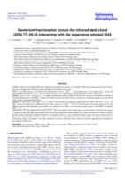 Deuterium fractionation across the infrared-dark cloud G034.77-00.55 interacting with the supernova remnant W44