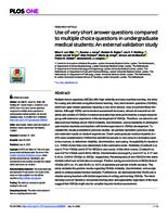Use of very short answer questions compared to multiple choice questions in undergraduate medical students