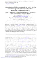 Importance of electron-positron pairs on the maximum possible luminosity of the accretion columns in ULXs