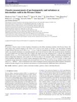 Chandra measurements of gas homogeneity and turbulence at intermediate radii in the Perseus Cluster