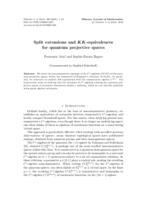 Split extensions and KK-equivalences for quantum projective spaces