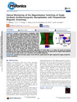 Optical monitoring of the magnetization switching of single synthetic-antiferromagnetic nanoplatelets with perpendicular magnetic anisotropy