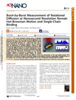 Burst-by-burst measurement of rotational diffusion at nanosecond resolution reveals hot-brownian motion and single-chain binding