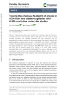 Tracing the chemical footprint of shocks in AGN-host and starburst galaxies with ALMA multi-line molecular studies