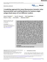 A modeling approach for mean fluorescence intensity value harmonization and cutoff prediction for luminex single antigen bead assays of two different vendors