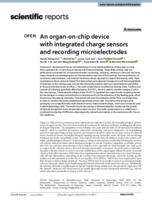 An organ-on-chip device with integrated charge sensors and recording microelectrodes