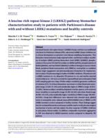 A leucine-rich repeat kinase 2 (LRRK2) pathway biomarker characterization study in patients with Parkinson's disease with and without LRRK2 mutations and healthy controls