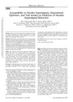 Susceptibility to nocebo hyperalgesia, dispositional optimism, and trait anxiety as predictors of nocebo hyperalgesia reduction