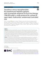 Tacrolimus versus mycophenolate for AutoImmune hepatitis patients with incompLete response On first-line therapy (TAILOR study)