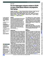 De novo heterozygous missense variants in CELSR1 as cause of fetal pleural effusions and progressive fetal hydrops