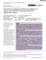 Cold exposure modulates potential brown adipokines in humans, but only FGF21 is associated with brown adipose tissue volume