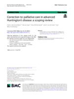Correction to: palliative care in advanced Huntington's disease