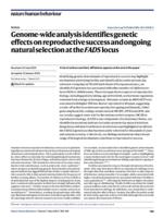 Genome-wide analysis identifies genetic effects on reproductive success and ongoing natural selection at the FADS locus