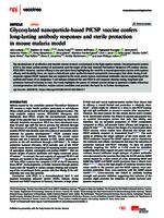 Glycosylated nanoparticle-based PfCSP vaccine confers long-lasting antibody responses and sterile protection in mouse malaria model