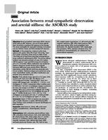 Association between renal sympathetic denervation and arterial stiffness