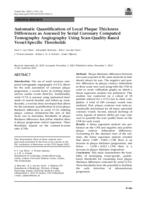 Automatic quantification of local plaque thickness differences as assessed by serial coronary computed tomography angiography using scan-quality-based vessel-specific thresholds