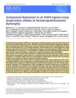 Autosomal dominant in cis D4Z4 repeat array duplication alleles in facioscapulohumeral dystrophy