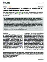 CD4+T cells produce IFN-I to license cDC1s for induction of cytotoxic T-cell activity in human tumors