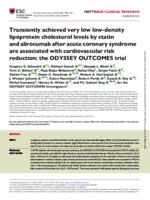 Transiently achieved very low low-density lipoprotein cholesterol levels by statin and alirocumab after acute coronary syndrome are associated with cardiovascular risk reduction