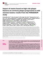 Impact of statins based on high-risk plaque features on coronary plaque progression in mild stenosis lesions