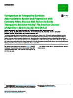 Integrating coronary atherosclerosis burden and progression with coronary artery disease risk factors to guide therapeutic decision making (vol 136, page 260, 2023)