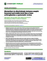Biomarkers to discriminate between aseptic loosened and stable total hip or knee arthroplasties