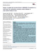 p Factor V Leiden but not the factor II 20210G>A mutation is a risk factor for premature coronary artery disease