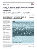 Patients' and health care providers' perspectives on quality of hemophilia care in the Netherlands