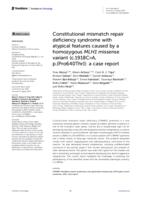Constitutional mismatch repair deficiency syndrome with atypical features caused by a homozygous MLH1 missense variant (c.1918C>A, p.(Pro640Thr))