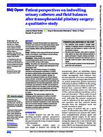 Patient perspectives on indwelling urinary catheters and fluid balances after transsphenoidal pituitary surgery