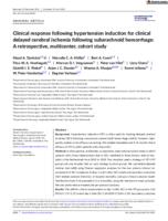 Clinical response following hypertension induction for clinical delayed cerebral ischemia following subarachnoid hemorrhage