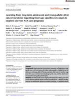 Learning from long-term adolescent and young adult (AYA) cancer survivors regarding their age-specific care needs to improve current AYA care programs