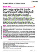 Variant location is a novel risk factor for individuals with arrhythmogenic cardiomyopathy due to a desmoplakin (DSP) truncating variant