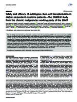 Safety and efficacy of autologous stem cell transplantation in dialysis-dependent myeloma patients