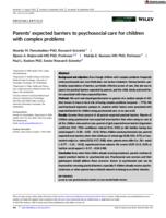 Parents' expected barriers to psychosocial care for children with complex problems