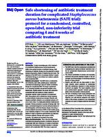 Safe shortening of antibiotic treatment duration for complicated Staphylococcus aureus bacteraemia (SAFE trial)