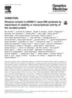 Missense variants in ANKRD11 cause KBG syndrome by impairment of stability or transcriptional activity of the encoded protein (vol 24, pg 2051, 2022)