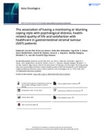 The association of having a monitoring or blunting coping style with psychological distress, health-related quality of life and satisfaction with healthcare in gastrointestinal stromal tumour (GIST) patients