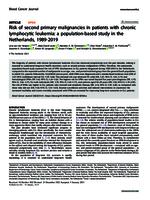 Risk of second primary malignancies in patients with chronic lymphocytic leukemia