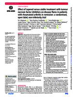 Effect of tapered versus stable treatment with tumour necrosis factor inhibitors on disease flares in patients with rheumatoid arthritis in remission