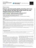 Patients with rheumatoid arthritis presenting with monoor oligo-arthritis and high VAS-ratings remain the most fatigued during 5 years of follow-up